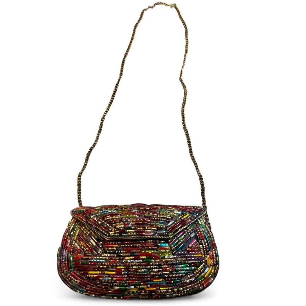 Tara Glass Statement Beaded Bangle Hard Shell Purse Handbag Bohemian Style